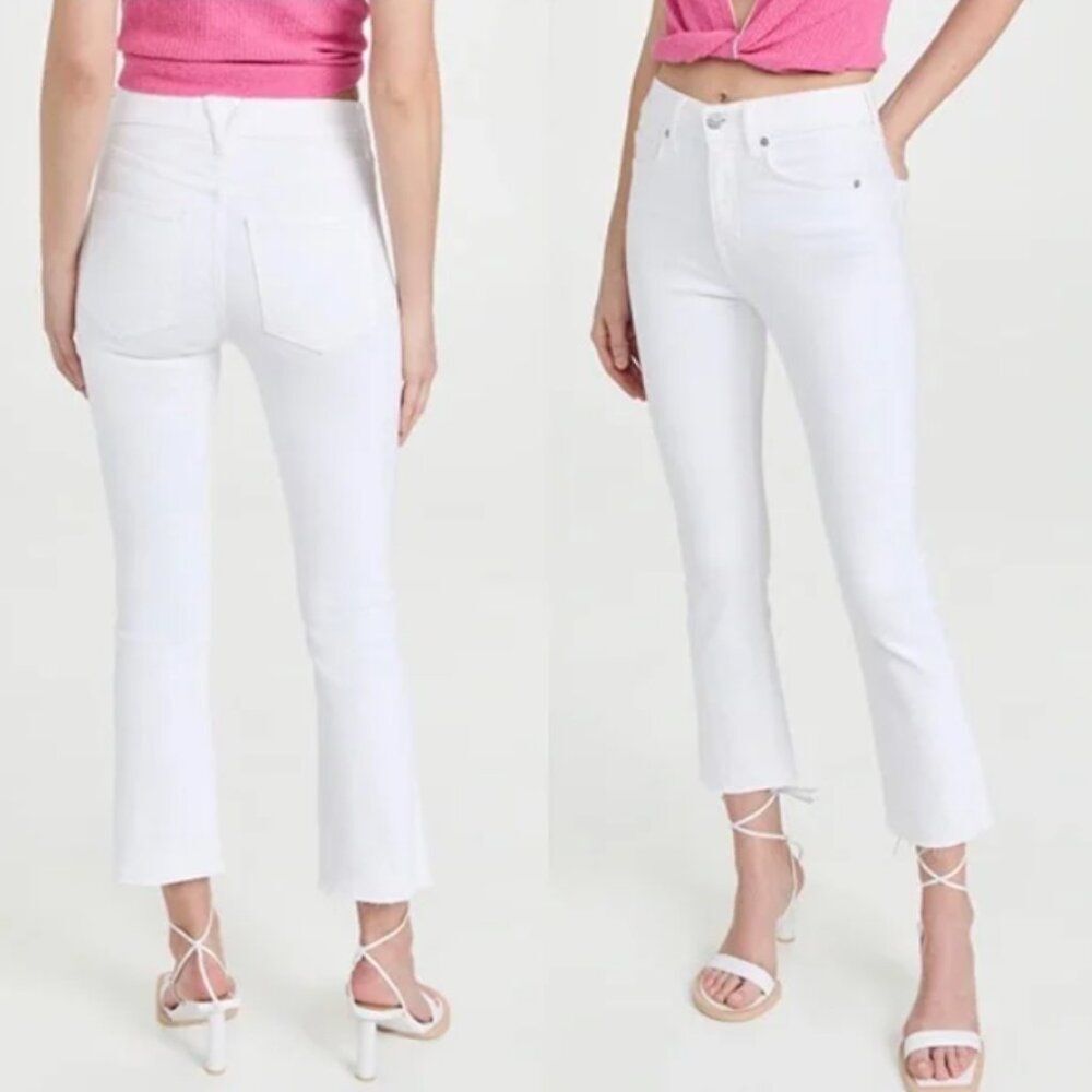 Veronica Beard Carly Kick Flare Jeans with Raw Hem in white size 24/00
